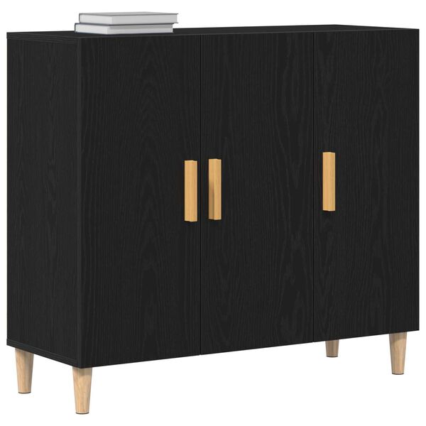 vidaXL Sideboard Black Oak 90 x 34 x 80 cm Engineered Wood
