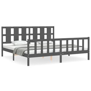 vidaXL Bed Frame without Mattress Grey 200x200 cm Solid Wood Pine