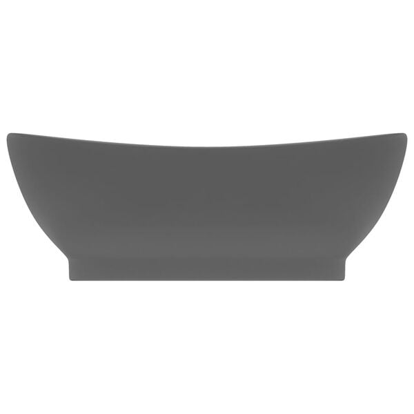 vidaXL Luxury Basin Overflow Oval Matt Dark Grey 58.5x39 cm Ceramic