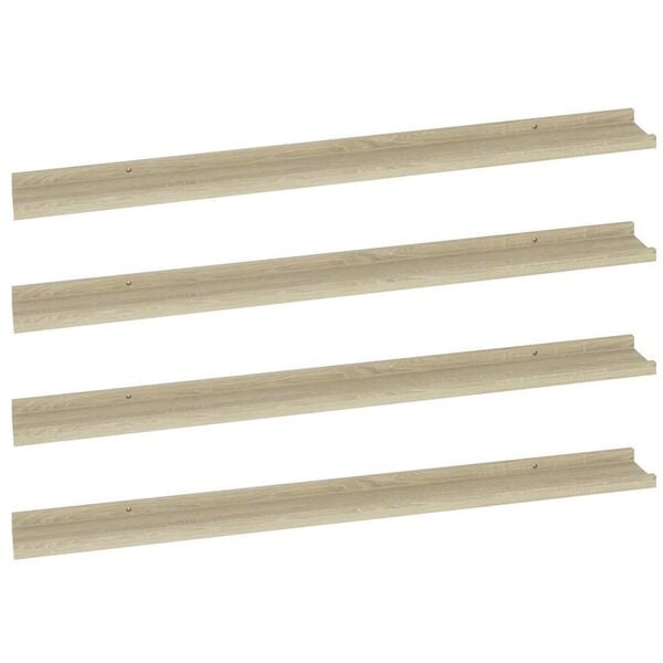 vidaXL Wall Shelves 4 pcs Sonoma Oak 100x9x3 cm