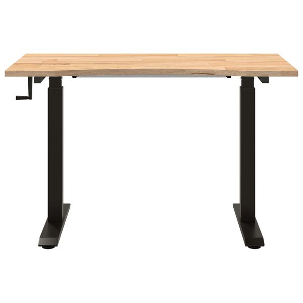 vidaXL Desk with Storage Black and Natural 120 x 60 cm Solid Oak Wood