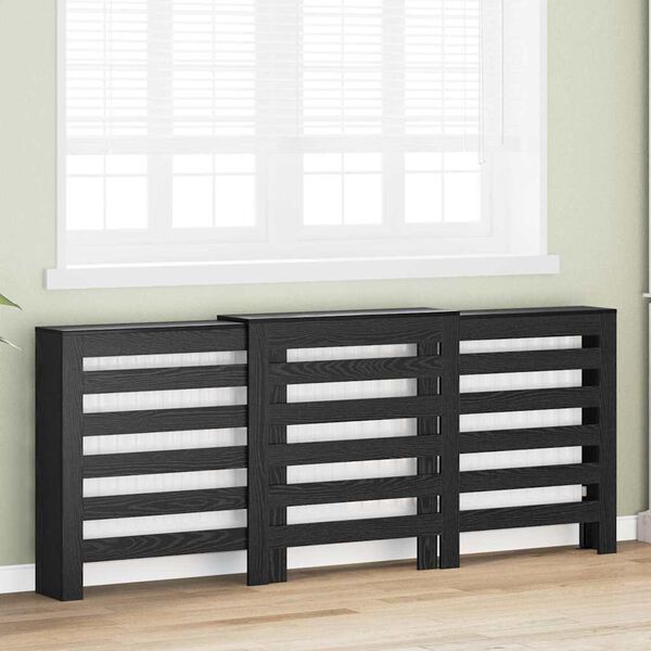 vidaXL Radiator Cover Black Oak 205 x 21.5 x 83.5 cm Engineered Wood