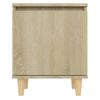 vidaXL Bed Cabinet with Solid Wood Legs Sonoma Oak 40x30x50 cm