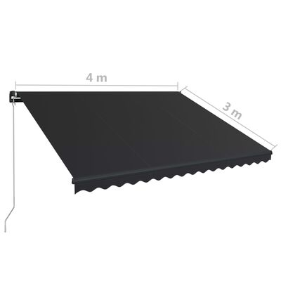 vidaXL Manual Retractable Awning 400x300 cm Anthracite