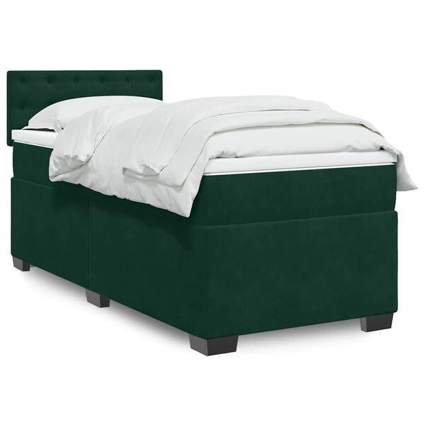 vidaXL Box Spring Bed with Mattress Dark Green 80x200 cm Velvet