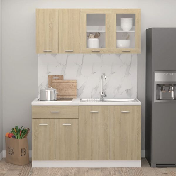 vidaXL 4 Piece Kitchen Cabinet Set Sonoma Oak Engineered Wood