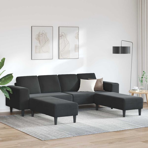 vidaXL Sofa Set Black Velvet