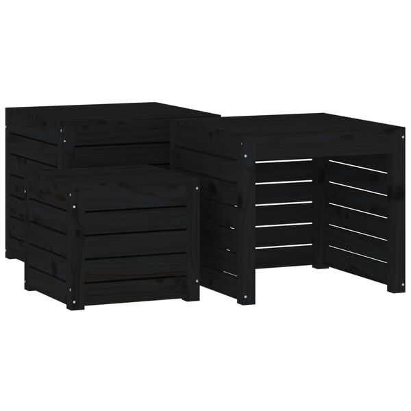 vidaXL 3 Piece Garden Box Set Black Solid Wood Pine