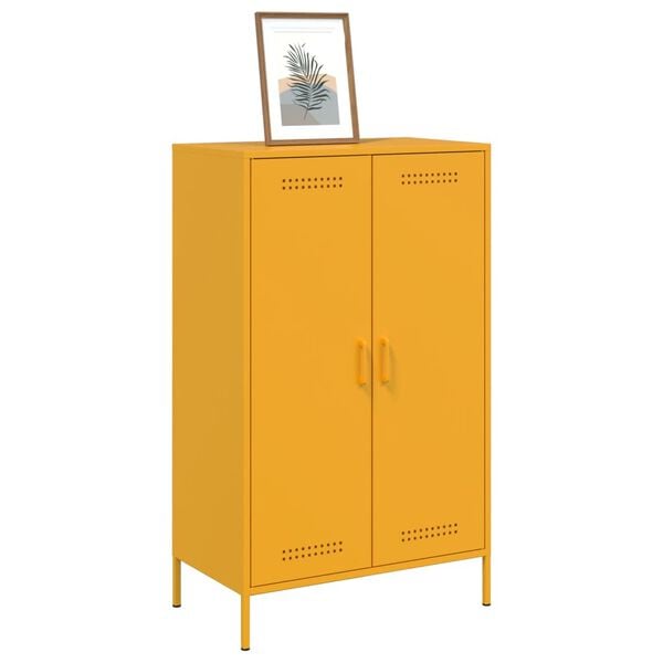 vidaXL Highboard Mustard Yellow 68x39x113 cm Steel