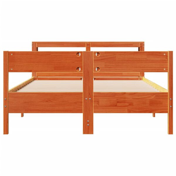 vidaXL Bed Frame without Mattress Wax Brown 140x200 cm Solid Wood Pine