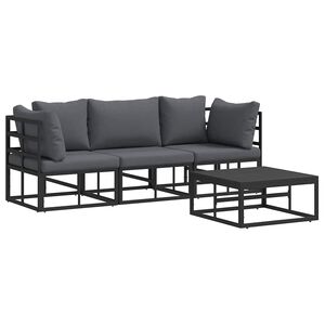 vidaXL Garden Sofa Set 4 pcs Black Metal