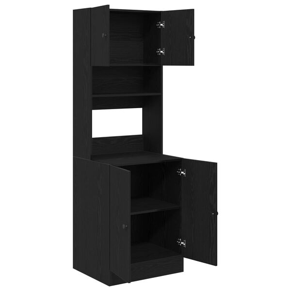 vidaXL Kitchen Sideboard with Shelf 2 pcs Black Oak 60 x 50 x 180 cm