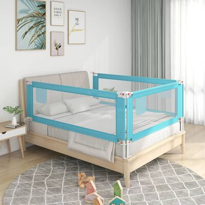 vidaXL Toddler Safety Bed Rail Blue 90x25 cm Fabric