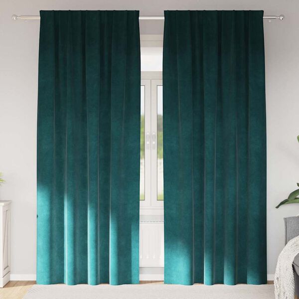 vidaXL Blackout Curtains 2 pcs Dark Green 140 x 225 cm Velvet