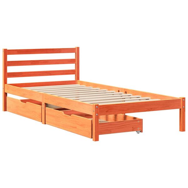 vidaXL Bed Frame without Mattress Wax Brown 90x190 cm Single Solid Wood Pine