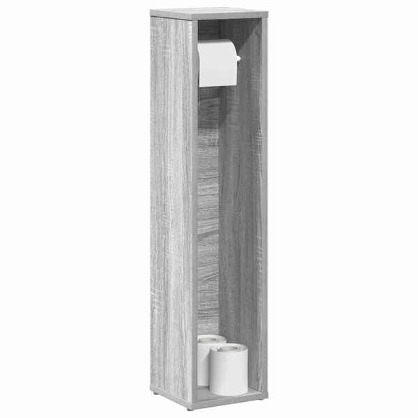 vidaXL Bathroom Cabinet with Roll Holder Grey Sonoma 20.5x20x90 cm