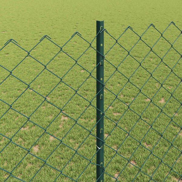 vidaXL Fence with Post Green 1.6 x 25 m Steel and PVC