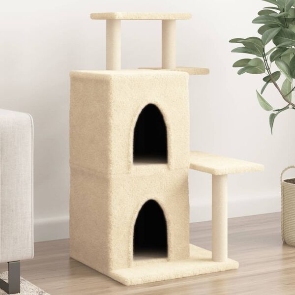 vidaXL Cat Tree with Sisal Scratching Posts Cream 97 cm