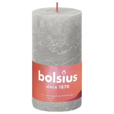 Bolsius Rustic Pillar Candles Shine 4 pcs 130x68 mm Sandy Grey