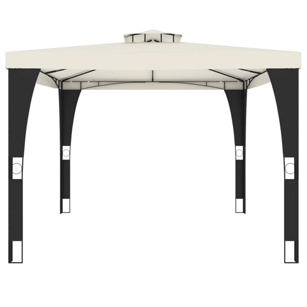 vidaXL Gazebo with Double Roof Cream 3.98x2.98 m Steel