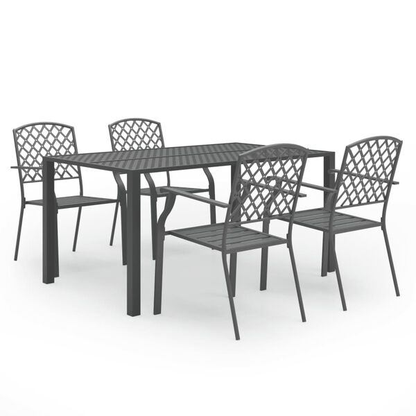 vidaXL 5 Piece Garden Dining Set Steel Black