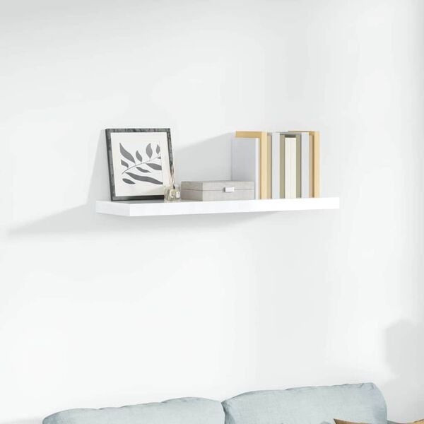 vidaXL Floating Wall Shelf High Gloss White 90x23.5x3.8 cm MDF