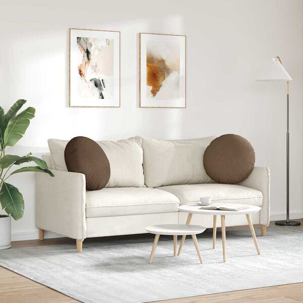 vidaXL Seat Cushions 2 pcs Brown &Oslash;50 x 19 cm Fabric