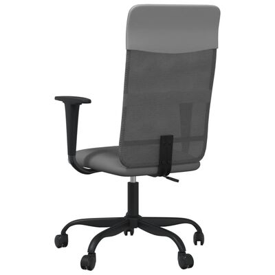 vidaXL Office Chair Height Adjustable Grey Mesh Fabric and Faux Leather