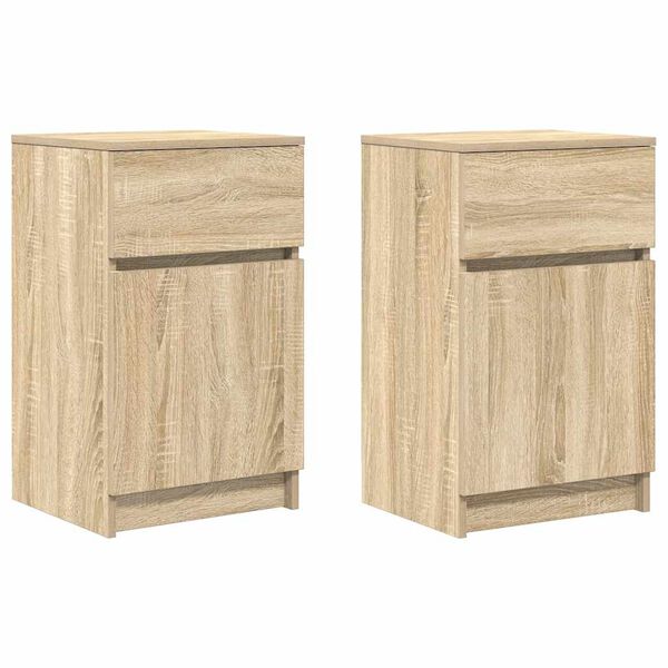vidaXL Bedside Cabinets 2 pcs Sonoma Oak 39x35x65 cm Engineered Wood