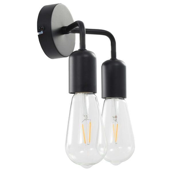 vidaXL Wall Light with Filament Bulbs 2 W Black E27