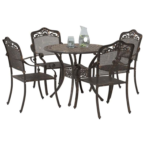 vidaXL Garden Dining Set 5 pcs Bronze Aluminium
