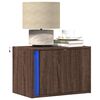 vidaXL Wall-mounted Bedside Cabinet with LED Lights Brown Oak