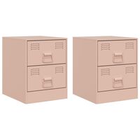 vidaXL Bedside Cabinets 2 pcs Pink 34.5x39x44 cm Steel
