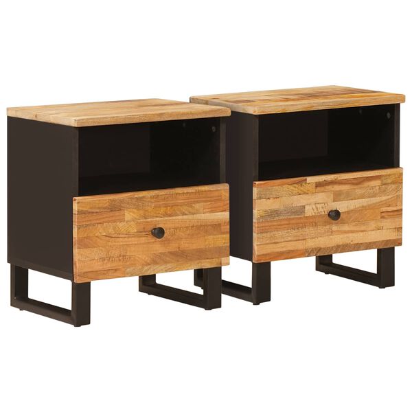 vidaXL Bed cabinet 2 pcs Brown 40 x 33 x 46 cm Solid Mango Wood