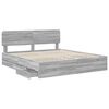vidaXL Bed Frame with Drawer Grey Sonoma 200 x 200 cm Engineer Wood