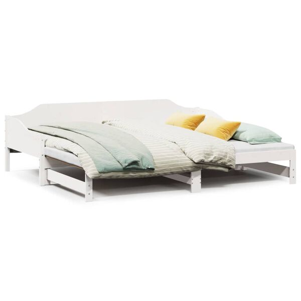 vidaXL Daybed with Trundle without Mattress White 90x200 cm Solid Wood