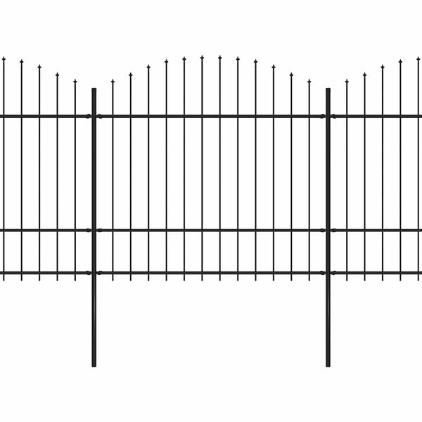 vidaXL Garden Fence with Spear Top Steel 1781.5x175 cm Black