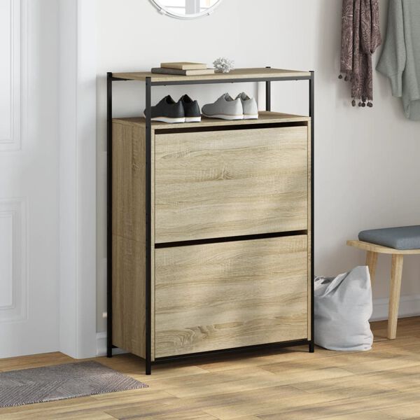 vidaXL Shoe Cabinet Sonoma Oak 75x34x112 cm Engineered Wood