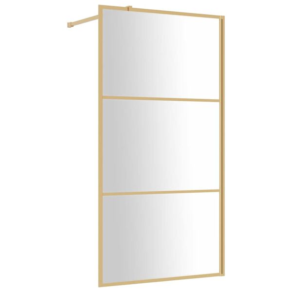 vidaXL Walk-in Shower Wall with Clear ESG Glass Gold 115x195 cm