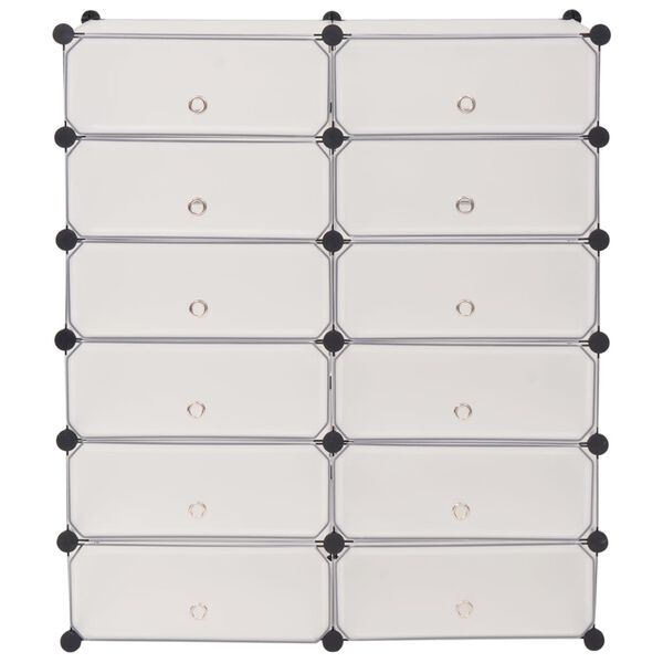 vidaXL Interlocking Shoe Organiser with 12 Compartments White