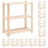 vidaXL 3-Tier Storage Racks 10 pcs 80x38x90 cm Solid Pinewood 150 kg