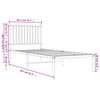 vidaXL Metal Bed Frame without Mattress with Headboard White 80x200cm