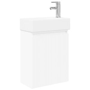 vidaXL Bathroom Vanity Unit with Tap White 45.5 x 22.5 x 84 cm