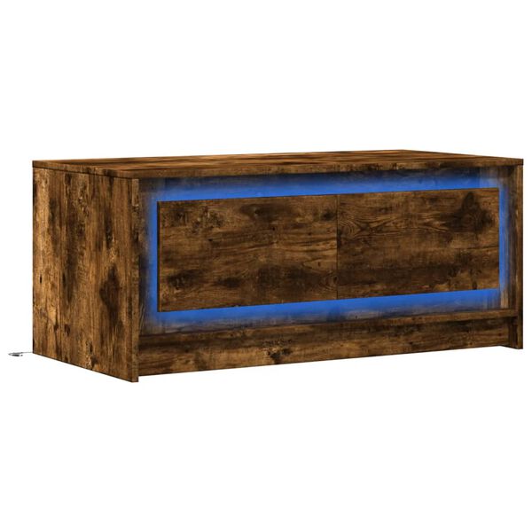 vidaXL Coffee Table with LED Lights Smoked Oak Engineered Wood