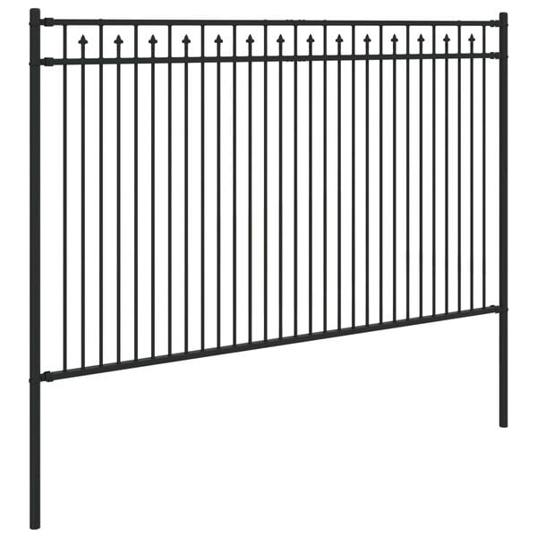 vidaXL Spike Fence Black 200 x 166 cm Powder-Coated Steel