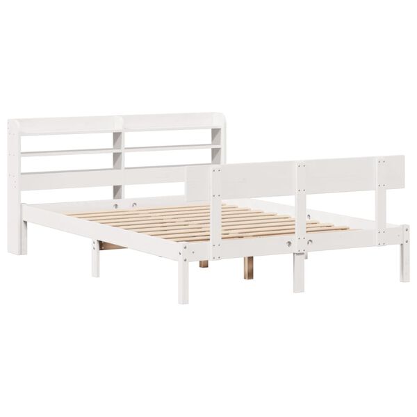vidaXL Bed Frame without Mattress White 135x190 cm Double Solid Wood Pine