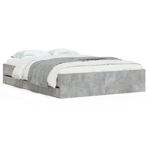 vidaXL Bed Frame with Drawers without Mattress Concrete Grey 120x190 cm Small Double