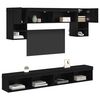 vidaXL TV Wall Units with LED 6 pcs Black Oak Engineered Wood