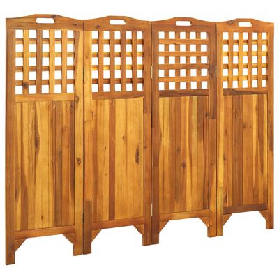 vidaXL 4-Panel Room Divider 161x2x120 cm Solid Acacia Wood