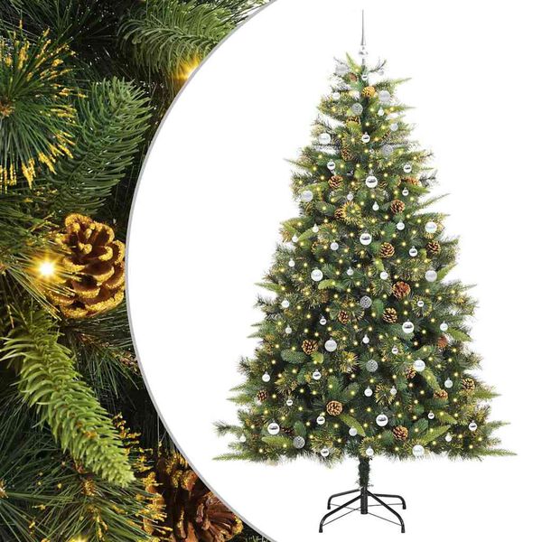 vidaXL Artificial Hinged Christmas Tree with Cones Green 240 cm